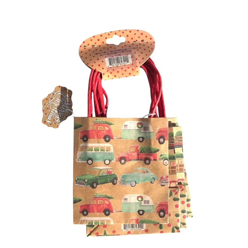 Molly & Rex Christmas Mini Gift Bags with Vintage Cars Design, Set of 4 (62324)